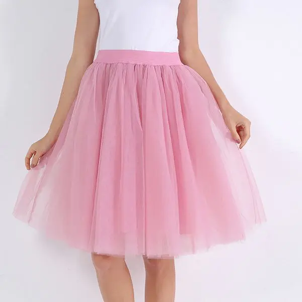 mauve red Мода 5 слоев 60 см модные Тюлевая юбка плиссированные юбки для женщин Женская Лолита Нижняя подружек невесты миди юбка куртка faldas Saias femininas - Цвет: mauve red