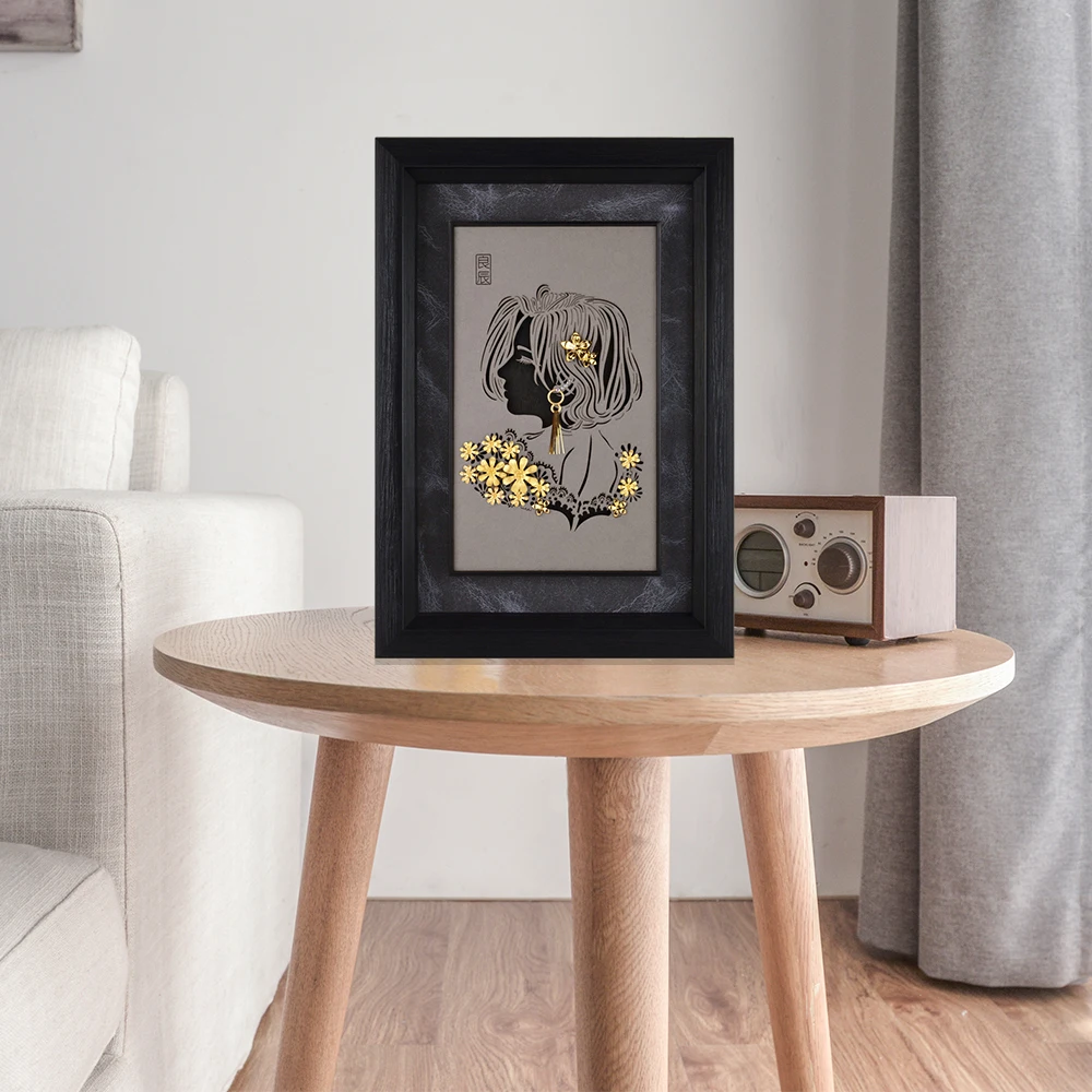 Картина для портрета девушки постер с золотыми листьями абстрактные настенные