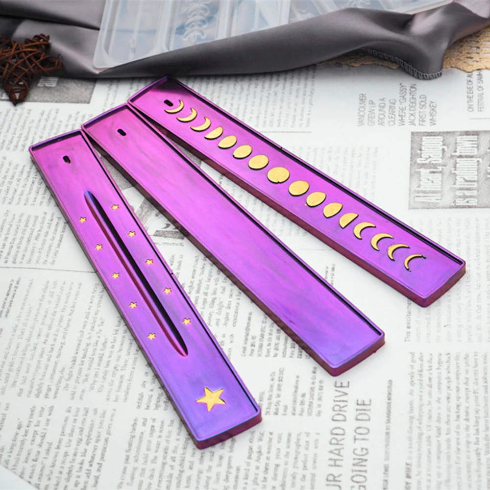 

DIY Moon Phase Storage Box Resin Epoxy Mirror Sun Moon Star Incense Burner Container Jewelry Decoration Craft Moon Fragrant Box