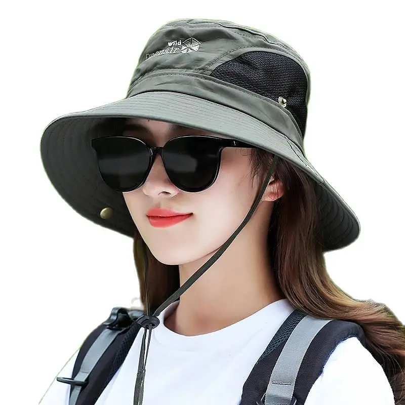 UPF50+ Female Summer Fisherman Hat Outdoor Sunshade Hat Breathable Sunscreen Hat Leisure Sun Hat Mountaineering Bucket Hat Y014