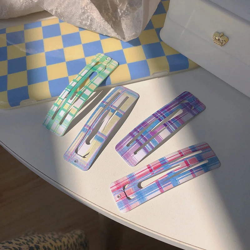 

Korean New Children's Metal Plaid Hairpin Little Girl Sweet Solid Square Bb Clip Hairpin Hair Clip Kids Hair Accessories