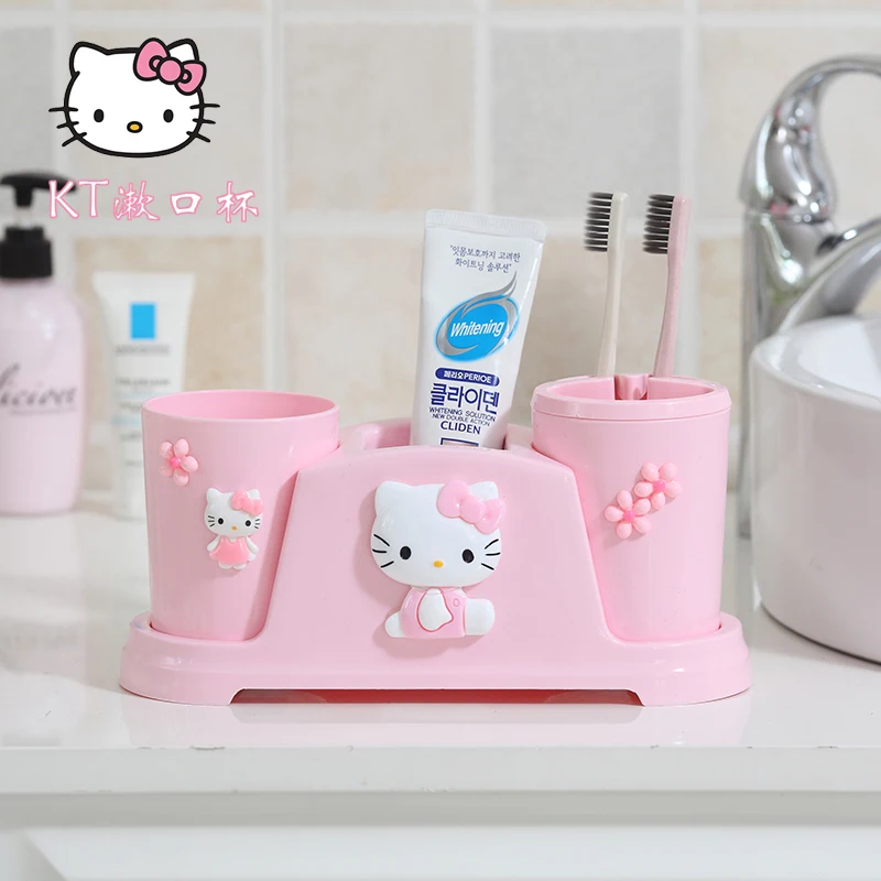 

Hello Kitty Home Creative Cute Cartoon Wash Cup Mouth Cup Toothbrush Holder Set Couple Children Tooth Cup