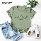 Женская футболка JFUNCY размера плюс, футболки из 100% хлопка, женские футболки с коротким рукавом, летние свободные топы, новая женская футболка с буквенным принтом