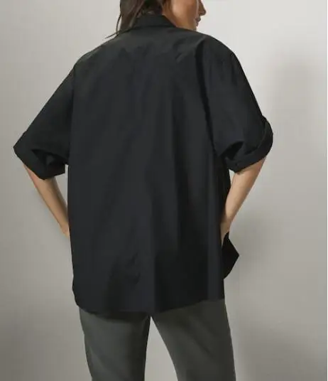 

Spring Summer Blusas y Camisas Women Black Blouse Tops Pockets Vintage Shirt Blouses