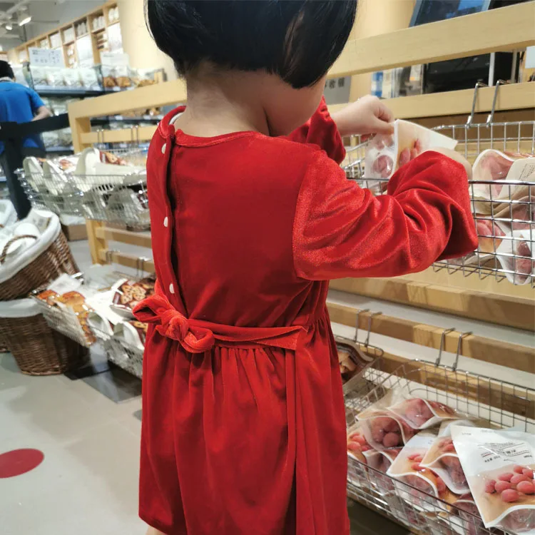 

Soft Velvet Girls Dress Long Sleeve Kids Dresses for Girls Elegant Princess Bow Dress Winter Girl Dresses Clothing Robe Fille