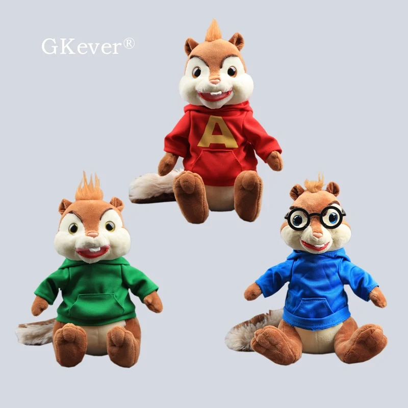 Lovely Sitting Chipmunks Red Alvin Simon Theodore Plush Toy Stuffed Dolls 3 Colors 24 cm Kids Gift