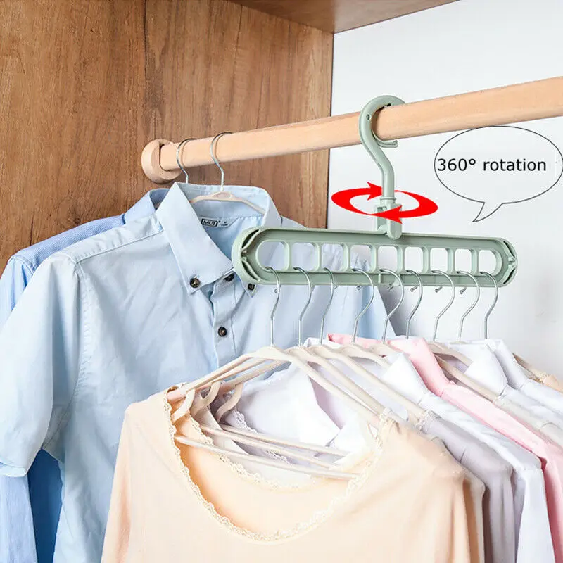 9 Holes Multi-fuction Clothing Hangers Wonder Closet Space Saver Organizer Hot Sale Rotatable Plain Colour Storage Rack | Дом и сад