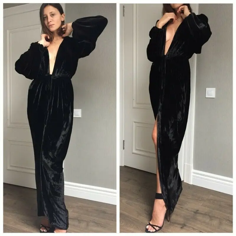 Черная бархатная женская пижама ночная рубашка одежда для сна банные халаты