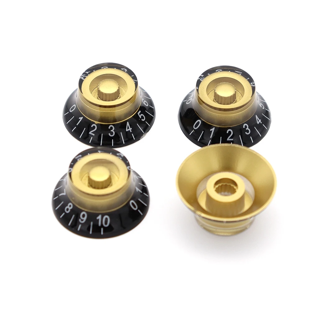 4 stücke gitarre bass glocke top hut knöpfe geschwindigkeit volume tone knöpfe für epi lp elektrische gitarre bass schwarz wgold