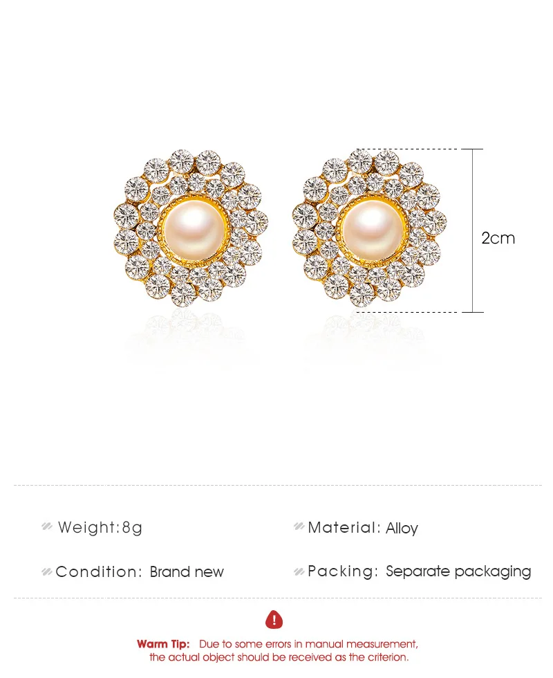 

Korean Crystal Pearl Stud Earrings For Women Simple Round Small Earring Fashion Ear Jewelry Wedding Gift Mujer Boucle D'oreille