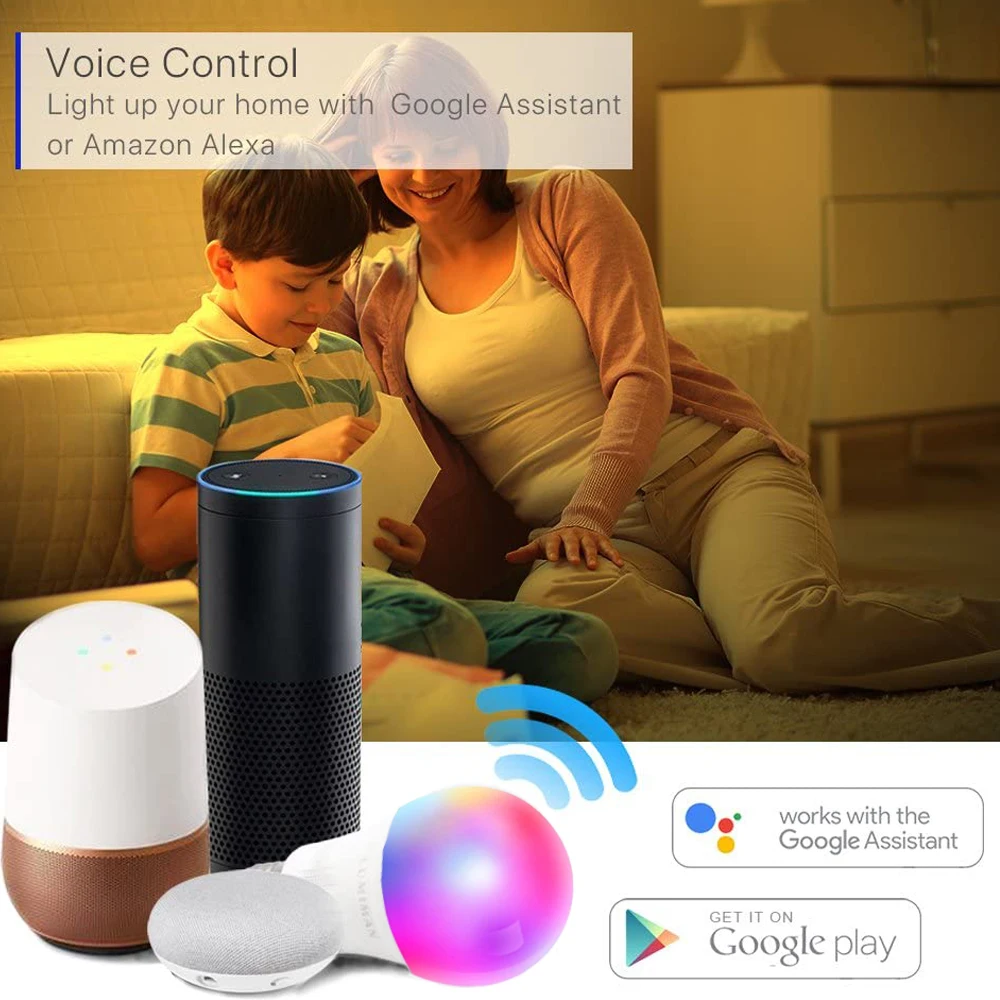 

Dimmable WiFi Best Smart Bulbs LED RGB Light Bulb With Alexa Google Assistant Control Wake up Bluetooth Smart Lamp Night Light