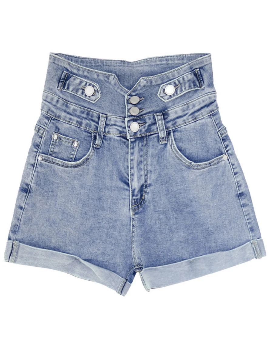 

Plus Size High Waist Denim Shorts For Women 2021 New Summer Korean Style Wide Leg Short Pants Female Casual Jeans S-3XL