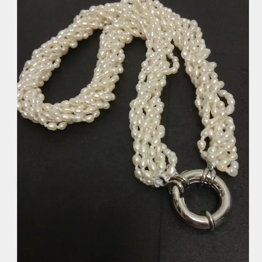 Витое ожерелье с белым жемчугом 8 нитей 4 мм 18 дюймов|twisted necklaces|necklace twistednecklace necklace |