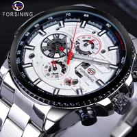 forsining men automatic watches date luminous hands calendar silver stainless steel belt mechanical watch 2019 relogio masculino