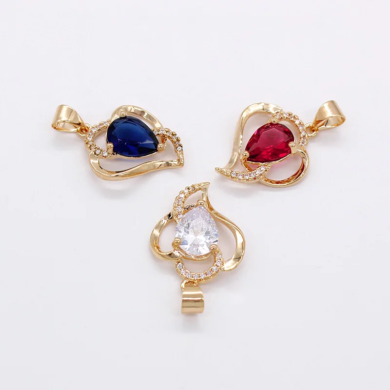 FS Классическая необычная форма сердца Красного/синего/белого цвета с цирконом Кулон Ювелирное Украшение для женщин