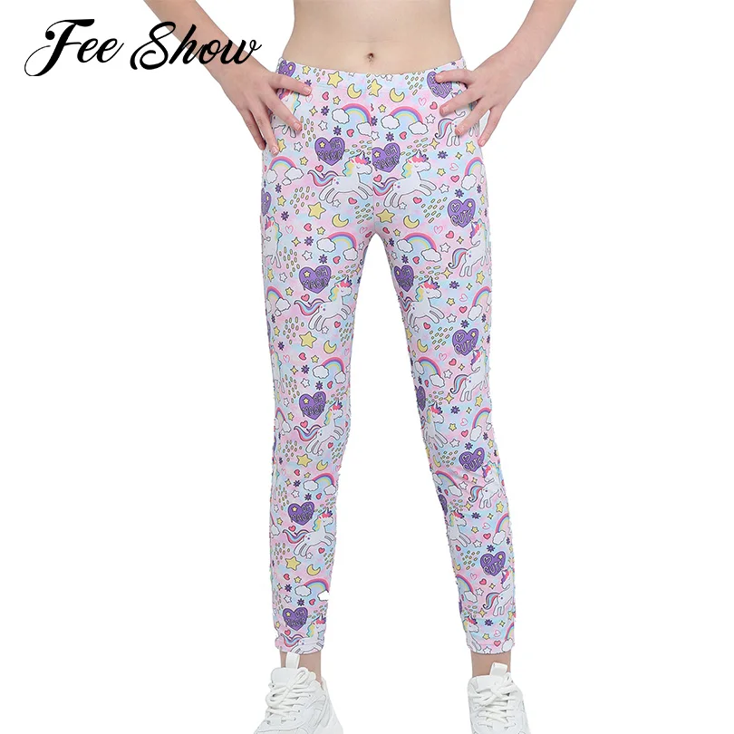 

Girls Kids Leggings Tights Fitness Yoga Pants Trousers Clothing Patterns Printed Low Waist Stretchy Running Sport Pants Leggings