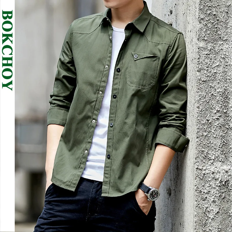Винтажная Мужская рубашка в стиле сафари повседневные хлопковые Классические