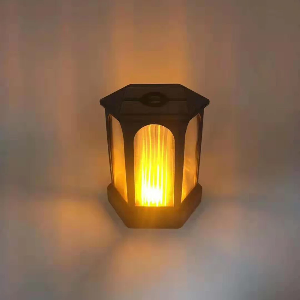 

Waterproof Solar hexagonal flame wall light Outdoor Garden Flame Hanging Light Pillar Light Landscape Hanging Wall Light