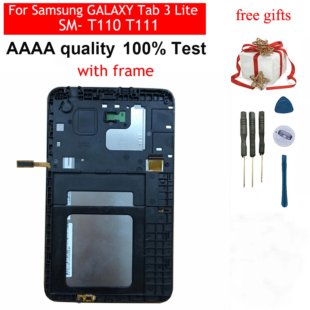 Для samsung GALAXY Tab 3 Lite SM-T110 T111 T113 T116 сенсорный экран дигитайзер стекло+ ЖК-дисплей панель с рамкой