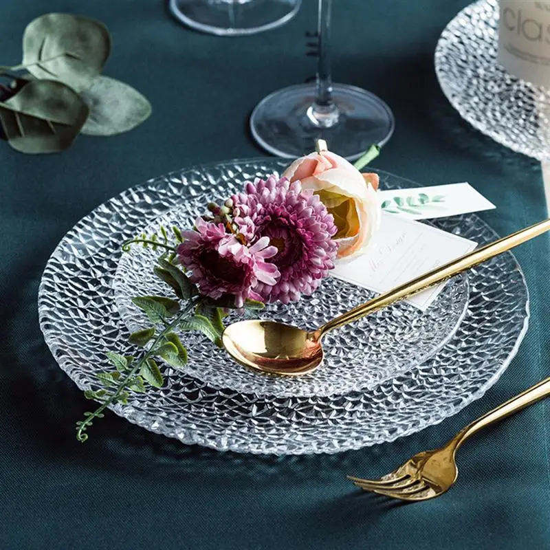 7 дюймовая креативная Хрустальная тарелка с ледяными цветами простая стеклянная