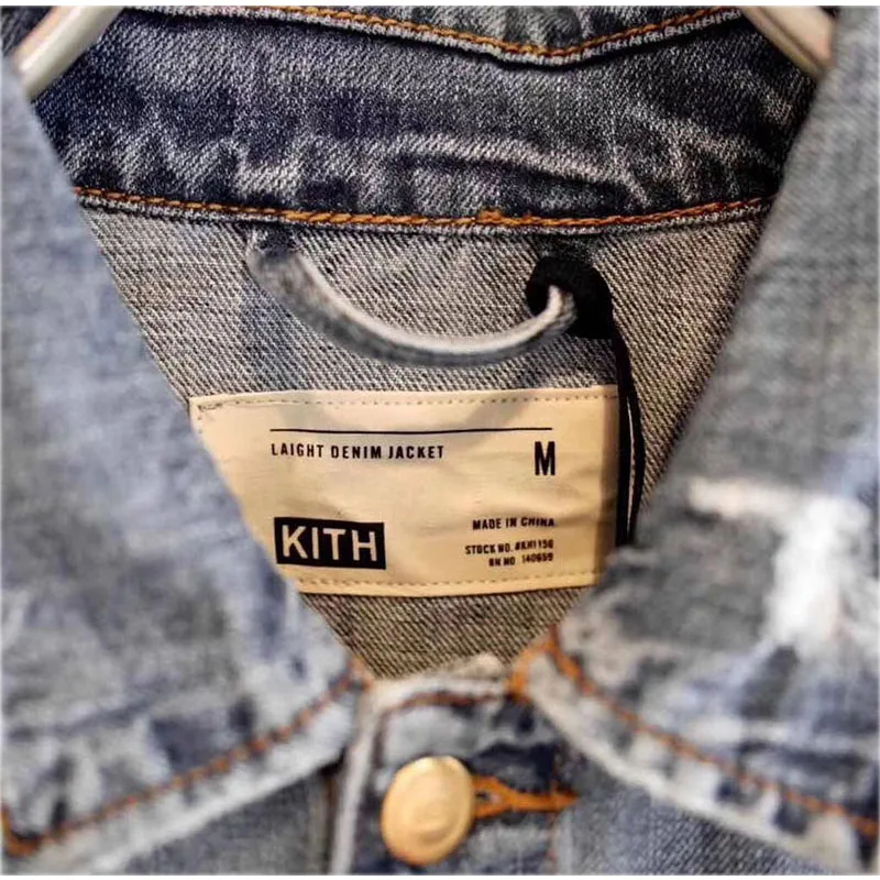 Джинсовая куртка Kith для мужчин и женщин 1:1 уличная одежда потертая с дырками
