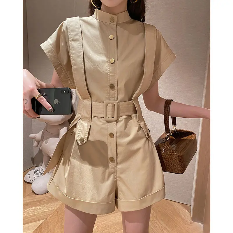 

2021 European Station Women's High-Waist Tooling Wide-Leg Jumpsuit Spring And Summer New Feminino Oodji Elastico Skorts Shorts