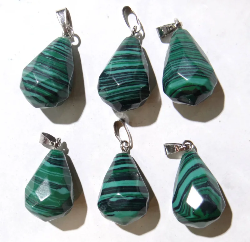 

Wholesale 30pcs natural aventurine stone round Water Drop Cut Face pendant For DIY jewelvy making Necklace pendant accessories