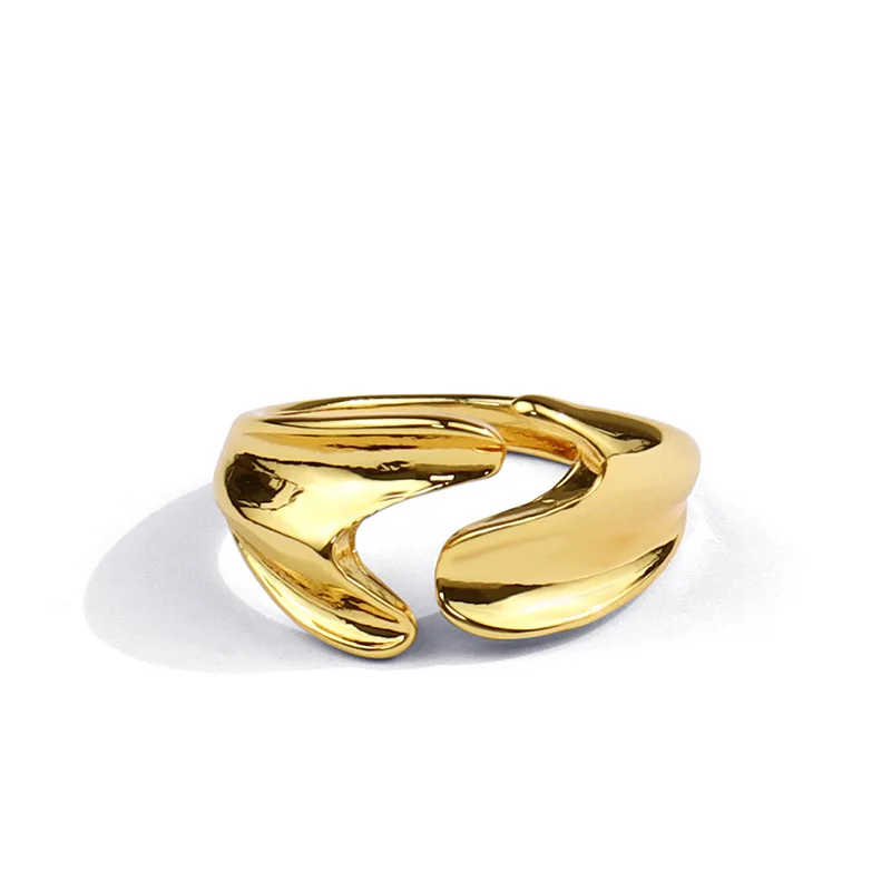 

14K Gold Sterlling Silver 925 Rings for Women Fishtail Open Adjustable Wedding Bands Figner Rings Fine Jewelry Chic Girl Gifts