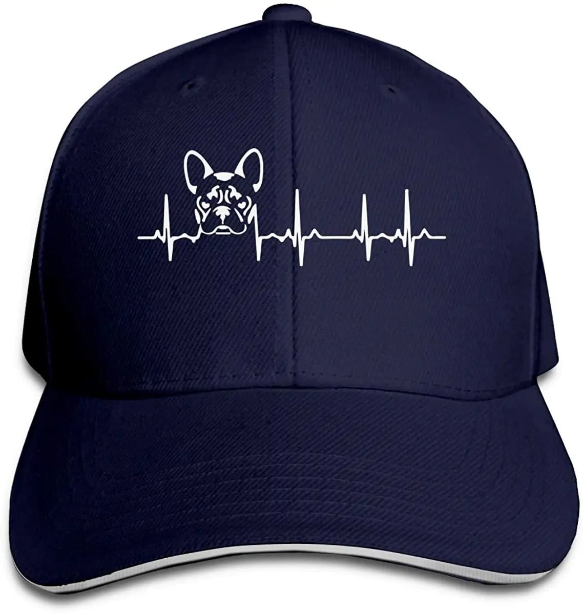 

French Bulldog Heartbeat Sandwich Cap Baseball Cap Hats Adjustable Trucker Cap