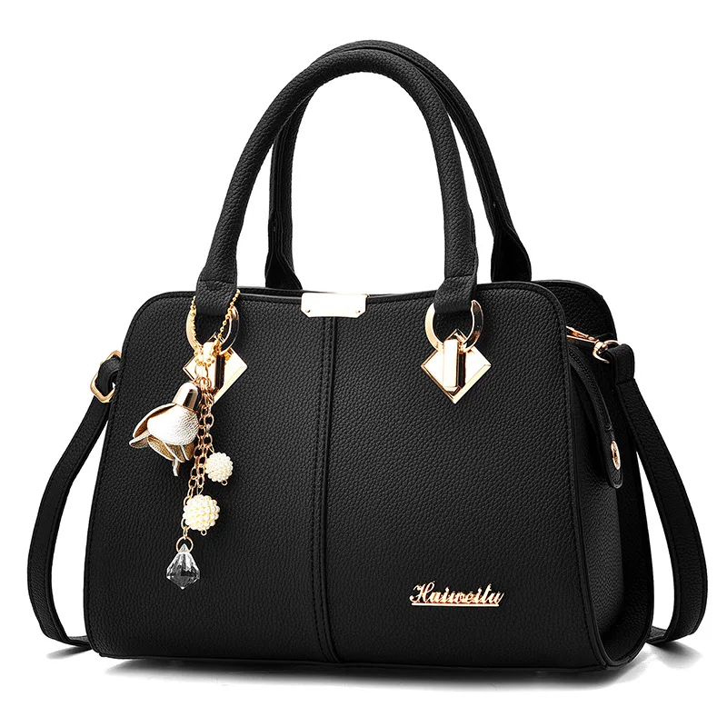 Женские кожаные сумки через плечо сумка для женщин sac основной femme женские ручные сумки мать подарок сумка для мамочки - Цвет: Черный