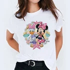 Женские футболки с Минни и маргариткой, Прямая поставка, белый топ Disney, одежда, кавайные модные футболки, женские удобные футболки с круглым вырезом