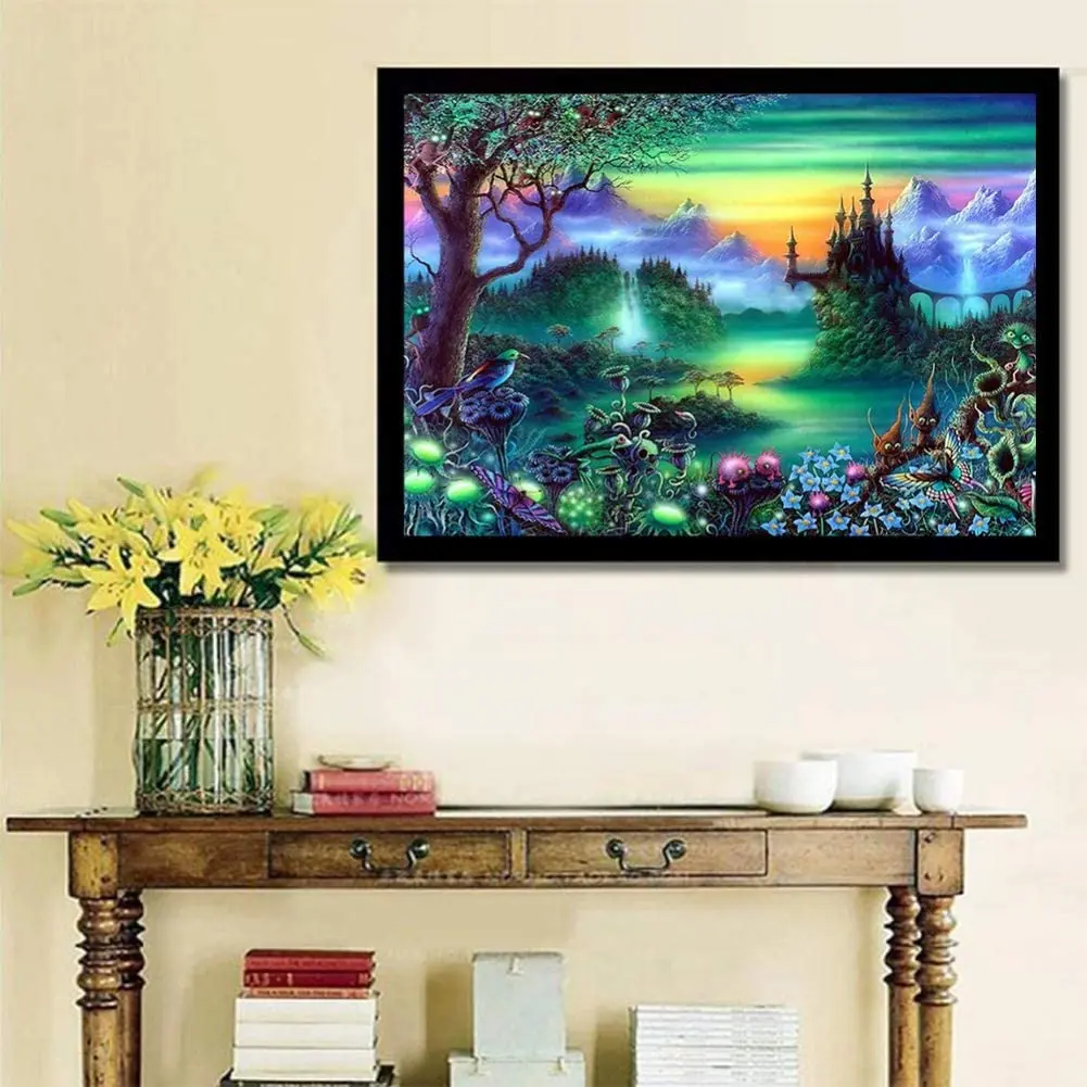 

5d Diamond Painting Kits for Adults Fairy Tale Forest Tree Full Drill DIY Round Rhinestone Embroidery Art Wall Decor Paintings