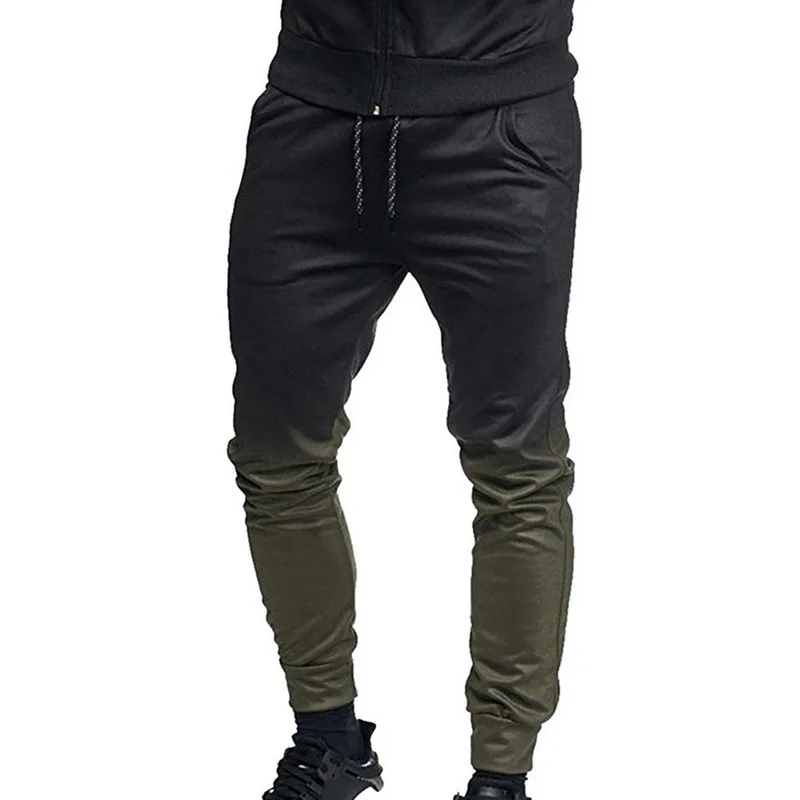 Army Green Pant CYSINCOS, новинка, мужской спортивный костюм, градиентный цвет, осенний, на молнии, 2 предмета, толстовки, куртка, штаны, для фитнеса, тренировки, бегунов, фитнеса, костюмы - Цвет: Army Green Pant