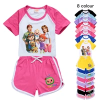 cocomelon dop shippingt shirt shorts leisure sports suit girls clothing set baby boys homewear suit big kids summer tshirt
