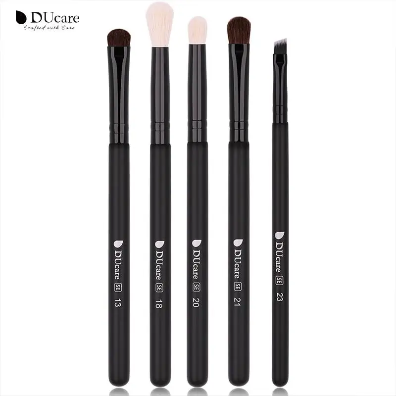 

DUcare Makeup Brushes Set Black 5Pcs Professional Eye Shadow Makeup Brush Kits Eyebrow Eyeliner Blending Goat Hair Make up Tools
