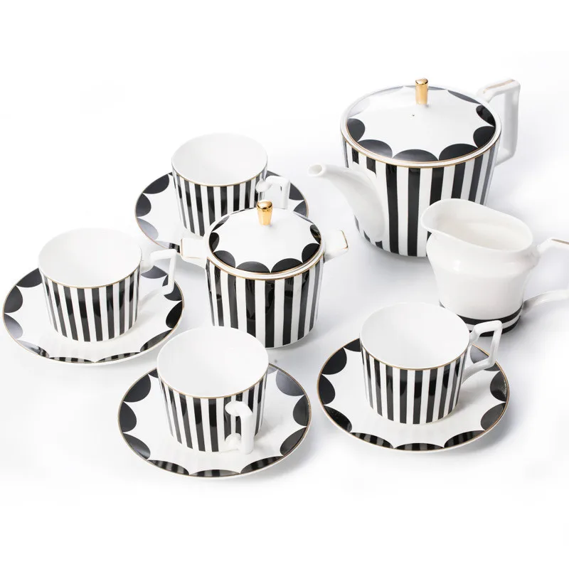 

Coffee Set Coffeeware Black White Coffeepot Coffee Cup Saucer Milk Container Sugar Jar Family Coffeeware Set Coffee Shop Supplie