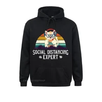social distance expert funny gaming cat gift vintage gamer family adult sweatshirts long sleeve hoodies beach hoods
