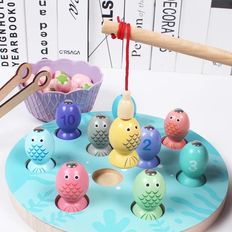 

Kids Early Educational Montessori Toys Clip Beads Fishing Multi-Functional Learning Educational Wooden Toy Children Baby Gifts