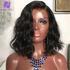Парик из коротких натуральных волнистых волос Боб, 13x6, бразильские волосы Реми, HD, прозрачные, для чернокожих женщин, плотность 250%