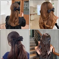 new bow pearls chain barrettes hairpins for women rhinestone spring hair clips ribbon headband ponytail hair accessories