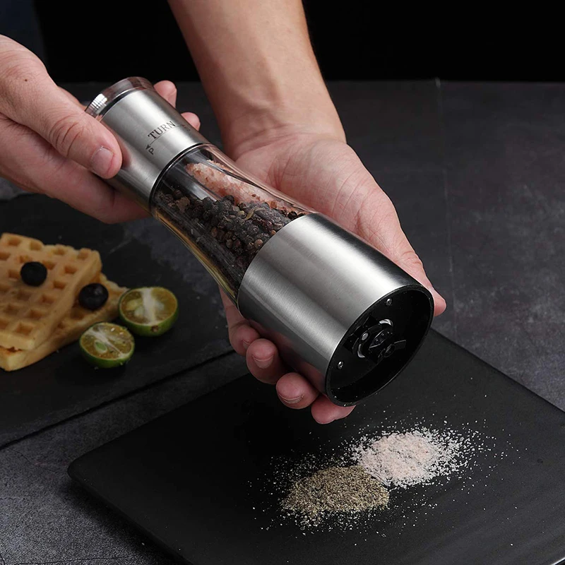 

Pepper and Salt Grinder 2 in 1, Dual Mill Shaker with Adjustable Coarseness by Ceramic Rotor, Kitchen Cooking Accessories