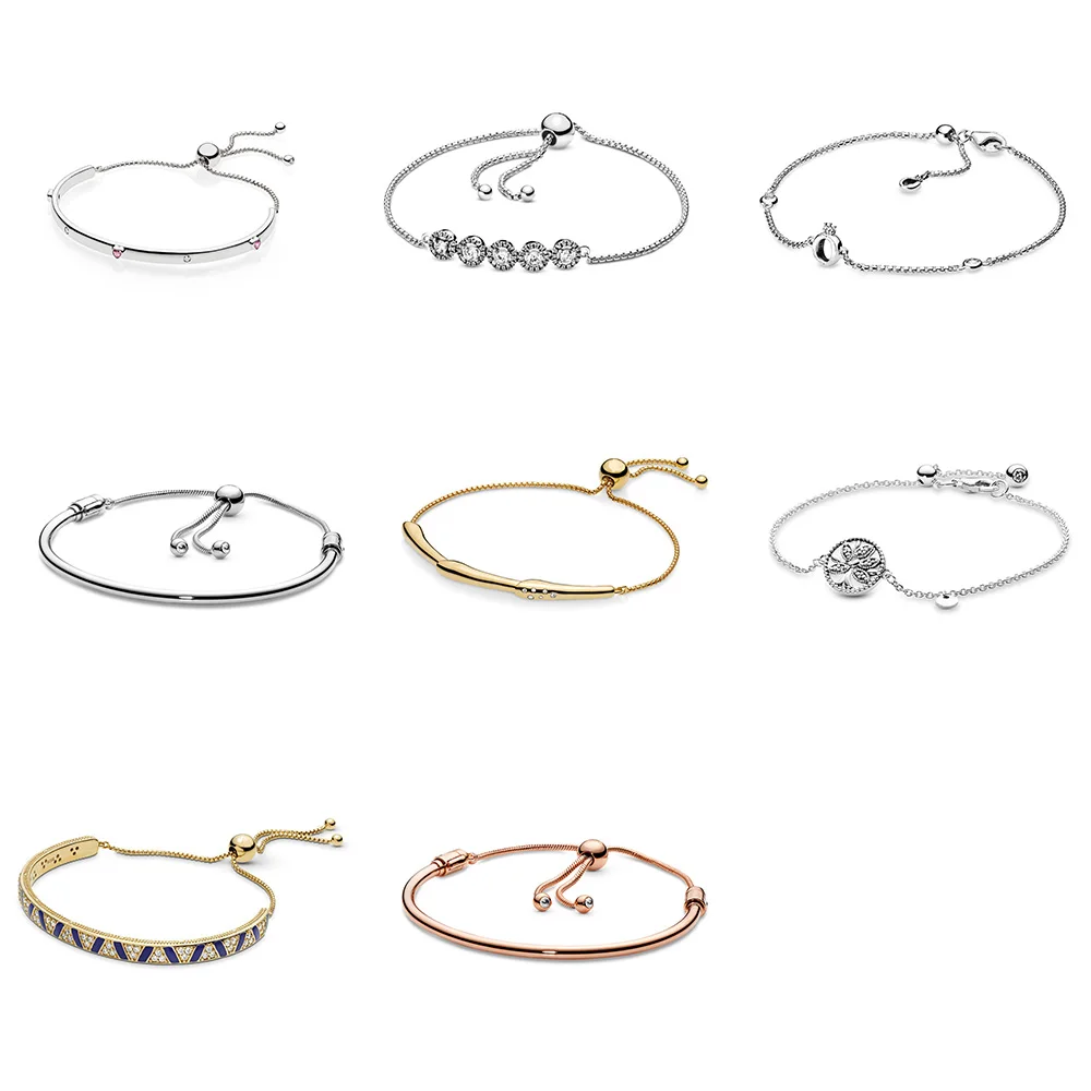 

925 Sterling Silver Bracelets Diy Round Shape Tree Of Life Bracelets Adjustable Size For Women Party Jewelry