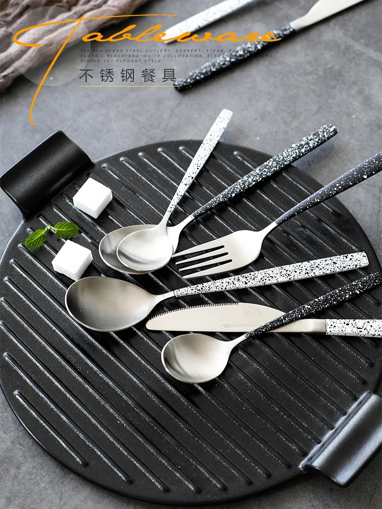 

Nordic Modern Cutlery Set Creativity Europe Reusable Utensils Dinnerware Set Design Jogo De Talheres Home Decoration EC50CJ