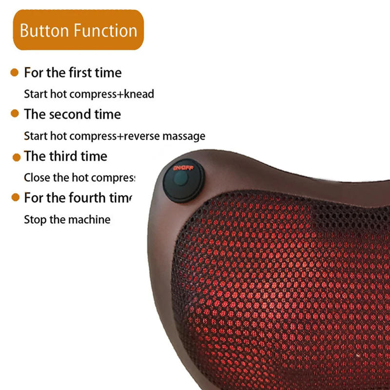 

Electric Massage Pillow 8 Head Home Car Multifunctional Cervical Massage Pillow Heating Kneading Infrared Massager For Neck