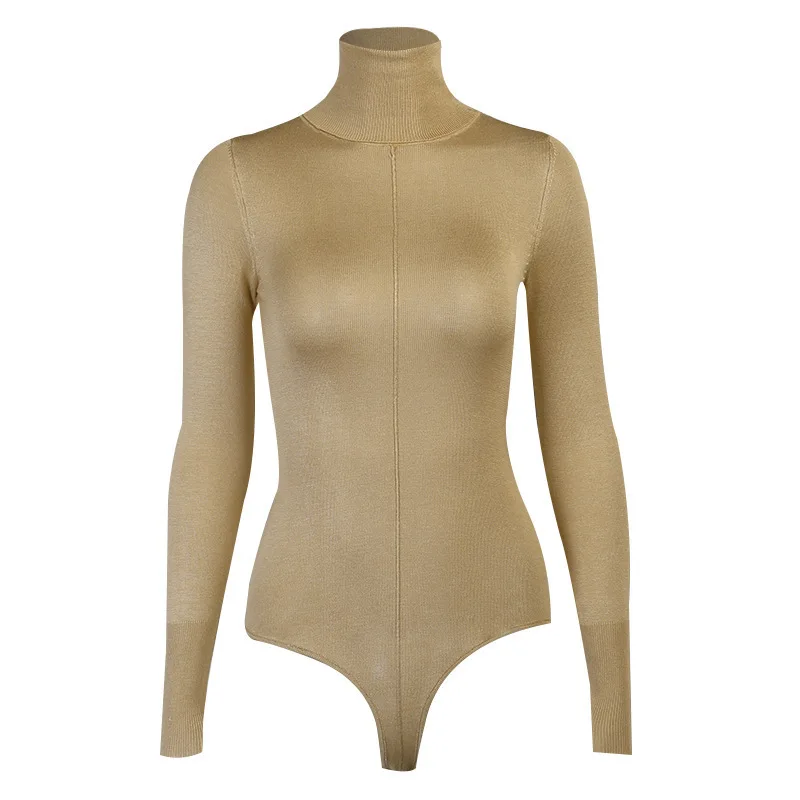 

Autumn Winter Casual Fashion Long-sleeved Jumpsuit Slim-fit Chest and High Collar Jumpsuit Women Plus Size One Piece Romper