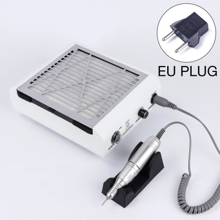 EU Plug 2 в 1 40 Вт 45000 об/мин Электрический пылеуловитель для ногтей наконечник для маникюра и педикюра Набор напильников инструменты для ногтей с сверлами для ногтей - Цвет: EU Plug
