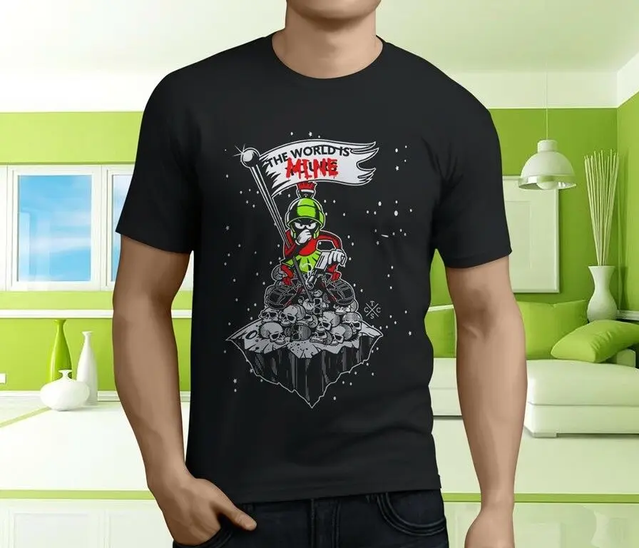 Новинка крутая Мужская черная футболка MARVIN THE MARTIAN WORLD IS MINE размеры S-3XL мужские
