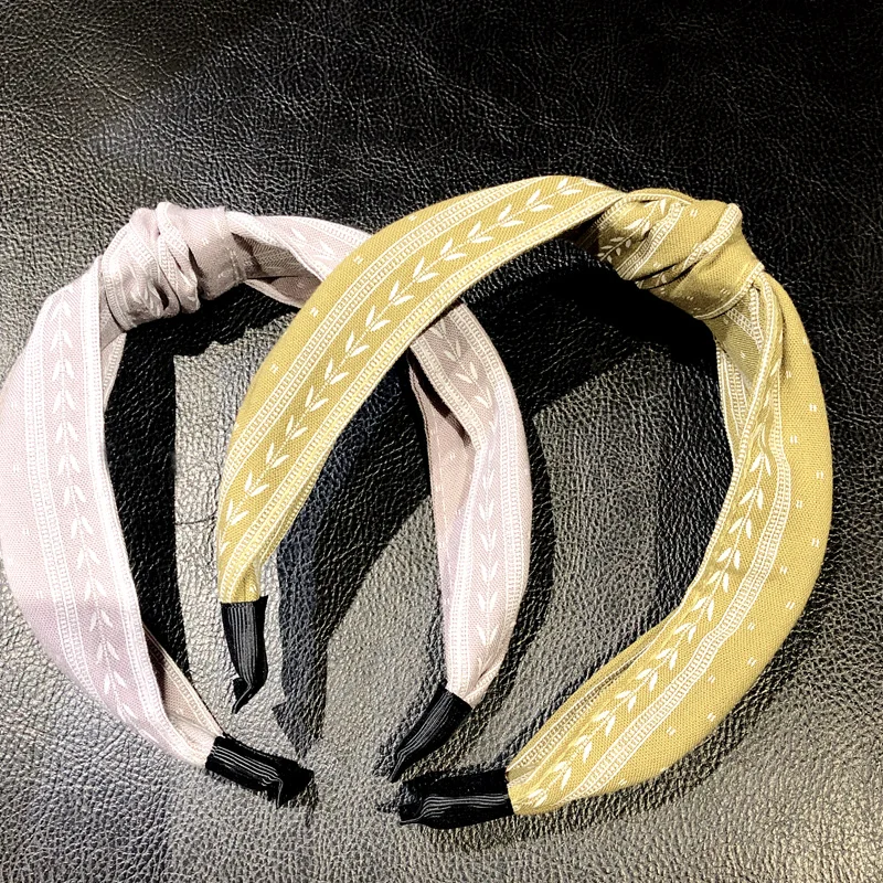 Новинка модная женская элегантная вязаная широкая повязка для волос Pj с принтом