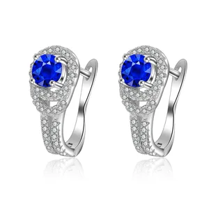925 Sterling Silver color White Gold Sapphire Clip Earring U Shape Retro Hollow Micro Inlaid Full Diamond Clip Earring Jewelry 925 Sterling Silver color White Gold Sapphire Clip Earring U Shape Retro Hollow Micro Inlaid Full Diamond Clip Earring Jewelry