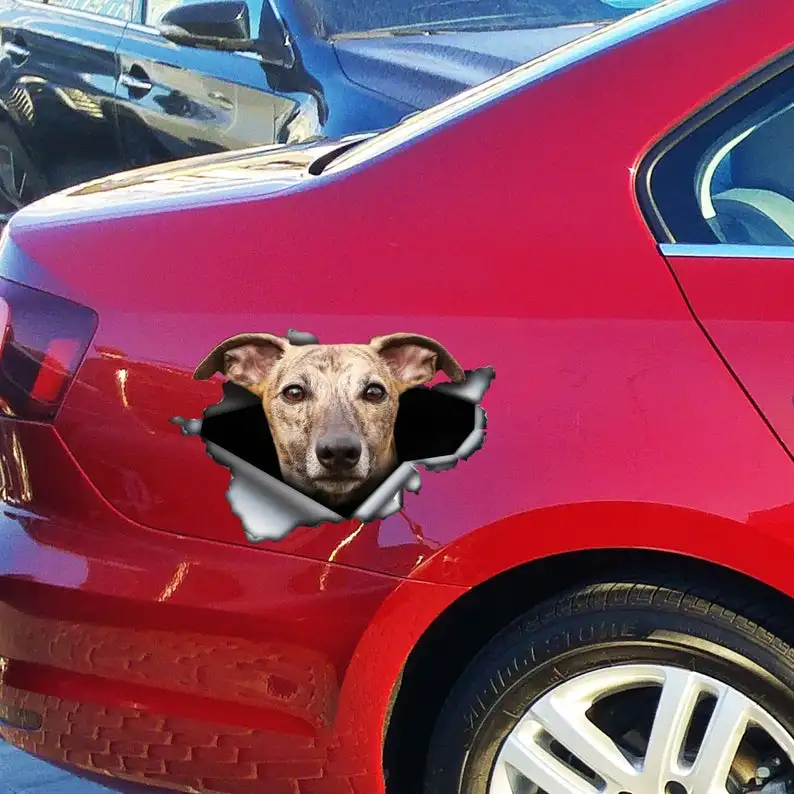 

2021 Brindle greyhound car decal , Brindle greyhound magnet, torn metal decal, greyhound sticker